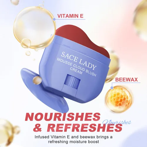 Vista 5 de SACE LADY Maquillaje facial cremoso rubor, no se seca, colorete pigmentado, suaviza y nutre para maquillaje de labios, ojos, mejillas, belleza, 0.31