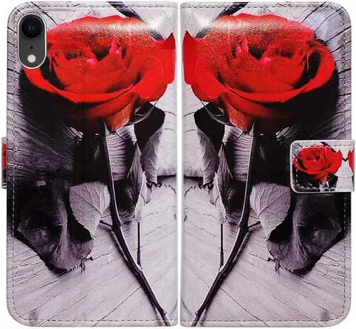 Vista 15 de Bcov Funda para iPhone XR, funda de piel con tapa y función atril para iPhone XR