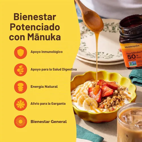 Vista 3 de Wedderspoon Miel de manuka cruda premium, 50+ MGO, 8.8 onzas, miel de Nueva Zelanda sin pasteurizar, desde nuestras colmenas hasta tu hogar