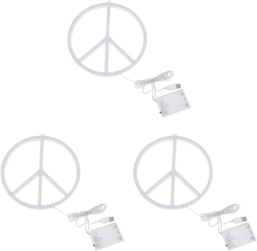Vista 10 de Uonlytech Letreros de decoración LED señal de paz LED símbolo de paz neón modelado luz luminosa lámpara de pared boda