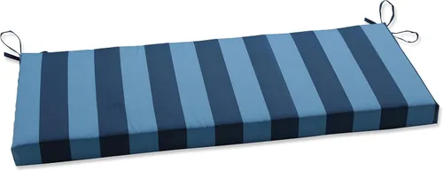 Vista 4 de Pillow Perfect Cojín de banco para sofá de interior/exterior con lazos, resistente a la intemperie y a la decoloración, 18 x 45 pulgadas, rayas