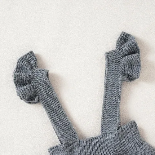 Vista 5 de TBUIALL Suéter de punto con volantes para bebés y niñas, con tirantes, con gorro, sudadera con capucha para niña