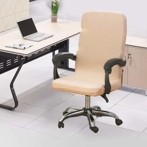 Vista 4 de Fundas elásticas para sillas de oficina, extraíbles y lavables, antipolvo, de elastano, fundas protectoras para sillas giratorias universales, Beige