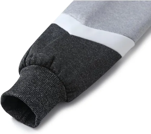 Vista 8 de Sudadera con capucha para hombre, diseño de panel multicolor, de forro polar, manga larga, para deportes