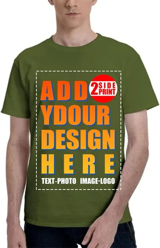 Vista 11 de Custom T Shirt Front and Back for Men Women Printed Photo Text Logo Cotton Camisa-negro