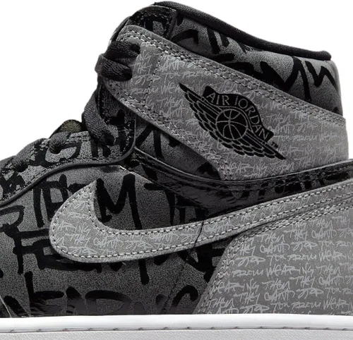 Vista 7 de Men's Jordan 1 Retro High OG Rebellionaire BlkWht-Particle Grey (555088 036)