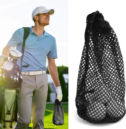 Vista 5 de Bolsa de almacenamiento de bolas, bolsa de pelota de golf de malla resistente al desgaste portátil duradera, para exteriores
