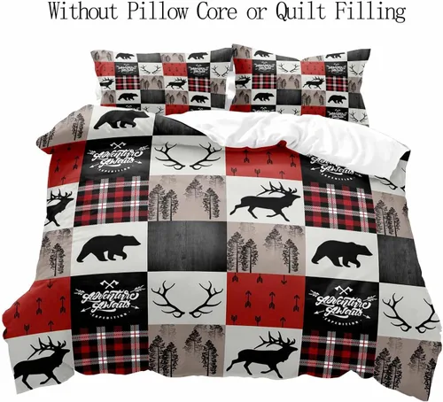 Vista 2 de LUVIVIHOME 2 piezas de funda de edredón de Navidad, juego de ropa de cama individual, ropa de cama rústica de cabaña, colcha de Navidad y Día