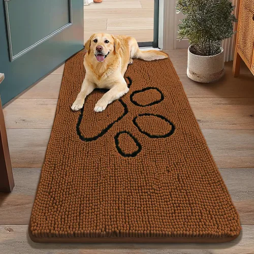 Vista 191 de Smiry Tapete para puerta de perro para patas fangosas, absorbente y Gris y negro