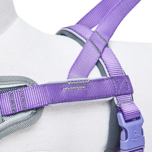 Vista 5 de Blueberry Pet Arnés morado para perro, tamaño mediano, arnés para perros pequeños, arnés para cachorros, chaleco de nailon reflectante, ajustable
