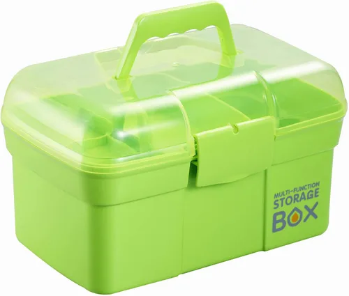 Vista 11 de Kinsorcai Organizador de caja de plástico de 11 pulgadas con bandeja extraíble, organizador de costura, suministros de manualidades y arte, caja