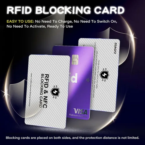 Vista 4 de Tarjetas de bloqueo RFID, juego de bloqueador de tarjetas de débito NFC sin contacto premium y protector de pasaporte para hombres y mujeres, diseño
