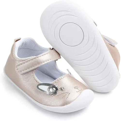 Vista 4 de Zapatos planos Mary Jane para bebé, suela de goma antideslizante, con lazo, zapatos de vestir para niños pequeños