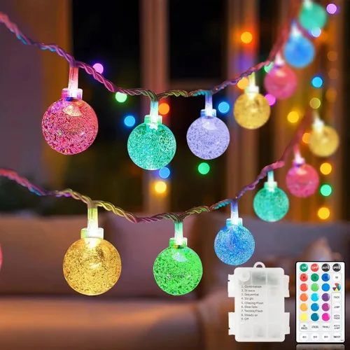 Vista 11 de Metaku Guirnalda de luces de globo blanco frío de 16 pies, 50 LED y control