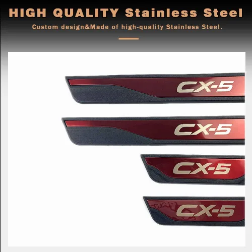 Vista 3 de para Mazda CX-5 CX5 2013-2025 4 piezas de acero inoxidable defensa del umbral de la puerta antiarañazos protector de parachoques puerta cubierta Rojo