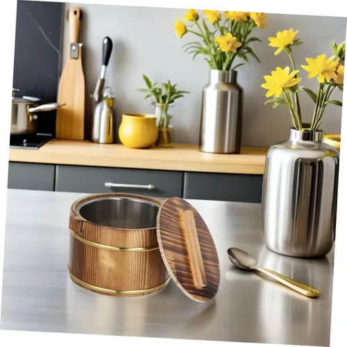 Vista 9 de DOITOOL Cubo de arroz de madera para cocinar arroz, cubo de vapor para sushi, cuenco de arroz japonés Hangiri Sushi Oke Rice Mixing Tub con tapa