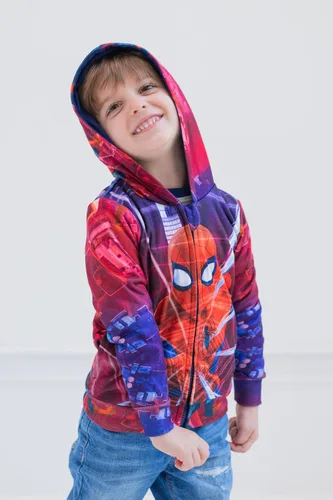 Vista 2 de Marvel Spider-Man - Sudadera con capucha de forro polar con cremallera para niños pequeños y grandes