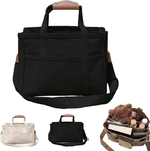 Vista 7 de PUNCK Moonelo Everything - Bolsa de lona con múltiples bolsillos para mujer, bolsa de lona casual con múltiples bolsillos de gran capacidad