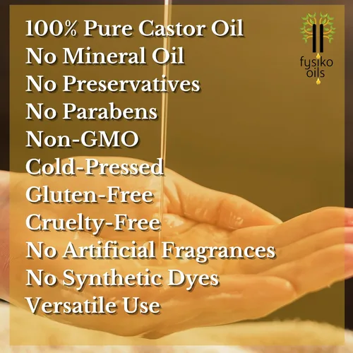 Vista 5 de Aceite de ricino Fysiko, 100% puro y natural, prensado en frío, virgen extra, libre de hexano. Protege y fortalece, cabello, piel y uñas. Ideal