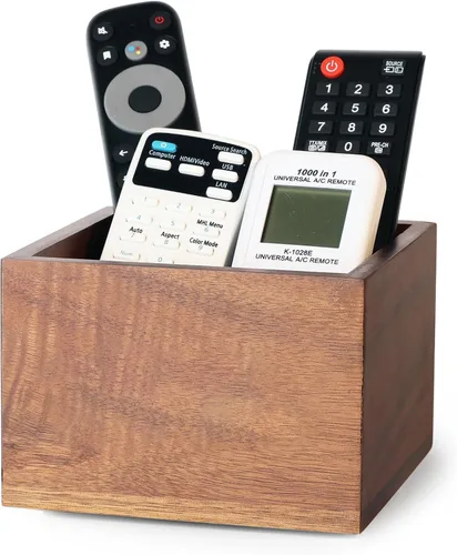 Vista 13 de Soporte para control remoto, soporte de madera para control remoto de TV para mesa, organizador remoto para decoración del hogar, caja remota