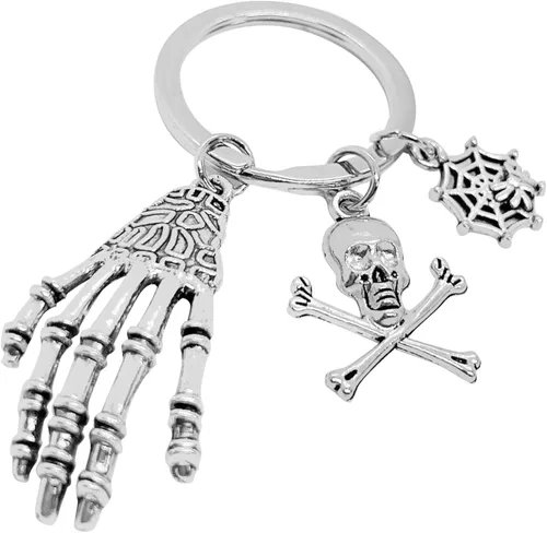 Vista 3 de PHAETON 30PCS Halloween Keyring Skeleton Hand Skull Spider And Web Keychain Key Rings Hanging Decor Keychains For Bag Halloween Key