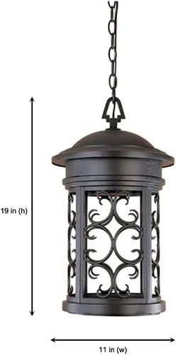 Vista 2 de Designers Fountain Ellington 31134-ORB - Lámpara colgante exterior de 19 pulgadas para puerta delantera, patio y porche, bronce aceitado