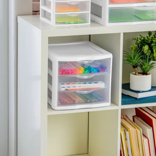 Vista 6 de Sterilite Organizador de 3 cajones, almacenamiento transparente