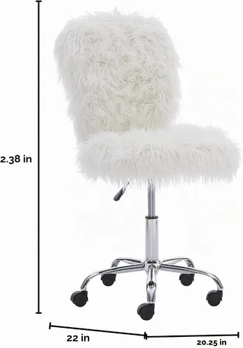 Vista 19 de Linon Cora Faux Flokati - Silla de oficina sin brazos, color blanco blanco (White Faux Fur)