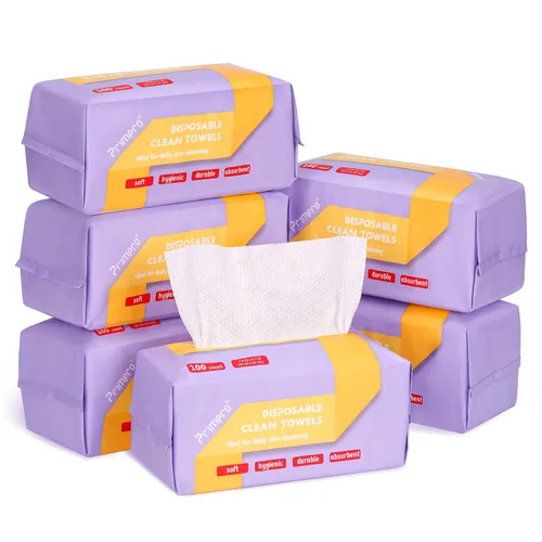 Vista 8 de 100 toallas faciales desechables, ultra suaves, sin pelusas, toallitas secas biodegradables de limpieza facial (100 unidades, 1 paquete)