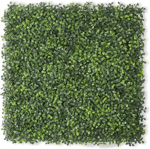 Vista 9 de Bybeton Paneles de pared de césped artificial, 10 x 10 pulgadas (12 unidades), paneles de boj anti rayos UV, telón de fondo de pared verde