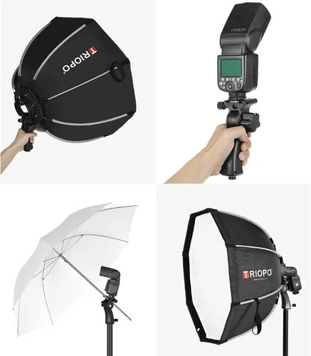 Vista 2 de Triopo Softbox 55 cm/21.6 pulgadas, paraguas octogonal para fotografía, para Godox V860II V860III V850II V850III TT600 TT685 TT685II YN560 III IV