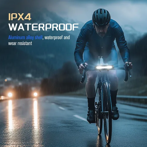 Vista 7 de Easymaxx Luces LED superbrillantes para bicicleta de noche, faros delanteros de bicicleta recargables con gancho, 8 modos, aleación de aluminio