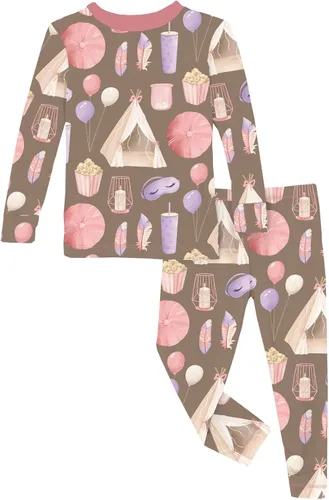 Vista 48 de KicKee Pants Conjunto de pijama de manga larga con estampado de piezas