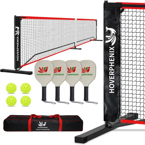 Vista 11 de Portable Pickleball Net Set, 22FT Pickle Ball Net with Paddle Set of 4 Regulation Size Net, Weather Resistant Steel Frame, Outdoor Pickleballs and