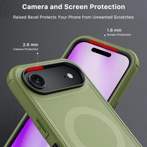 Vista 7 de M MYBAT PRO Funda para iPhone Air con funda de clip para cinturón, [compatible con Magsafe] con protector de pantalla, anticaídas, a prueba de Verde