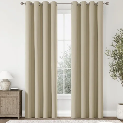 Vista 69 de ChrisDowa Cortinas 100% Opacas de Abedul Sólido de 45 Pulgadas de Largo, 2 Paneles para Dormitorio y Sala de Estar, Estilo Granja Oscurecedoras