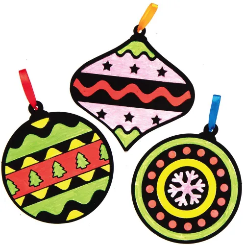 Vista 4 de Baker Ross AX572 - Adorno navideño mullido de arte, paquete de 15, adornos festivos para arte creativo y actividades artesanales para pintar