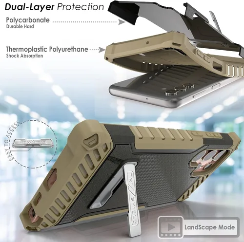 Vista 4 de Tri-Shield - Funda para teléfono con soporte compatible con Samsung Galaxy S22 Ultra grado militar, probado contra caídas, resistente de alto