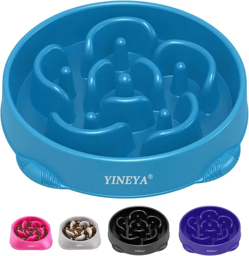 Vista 21 de YINEYA 2 cuencos de alimentación lenta antiasfixia para perros de tamaño pequeño, cuenco de alimentación lenta para gatos, suministros