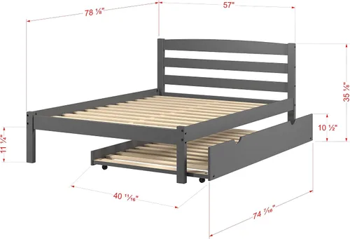 Vista 3 de Donco Kids Cama Econo Full con cama nido acabado gris oscuro