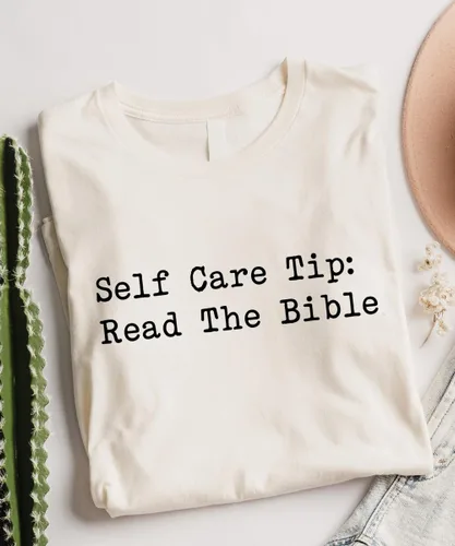 Vista 3 de Self Care Tip Pray Shirt, Christian Wellness Tee, Religious Health Top, Faith-Based Self Love Apparel