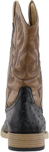 Vista 3 de Botas casuales para hombre ROPER con punta cuadrada y protuberancias estilo avestruz, de media pantorrilla - Marrón, Blanco