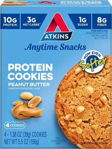 Vista 10 de Atkins Galleta de proteína con chispas de chocolate, postre proteico, rico en fibra, 0.11 onzas de carbohidratos netos, 0.04 oz de azúcar, apto