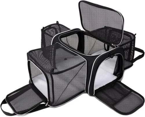 Vista 16 de BAGLHER Bolsa de Transporte para Gatos, Transportador de Mascotas Aprobado por Aerolíneas, de Cara Suave, Portador de Viaje para Mascotas, 5 Puertas