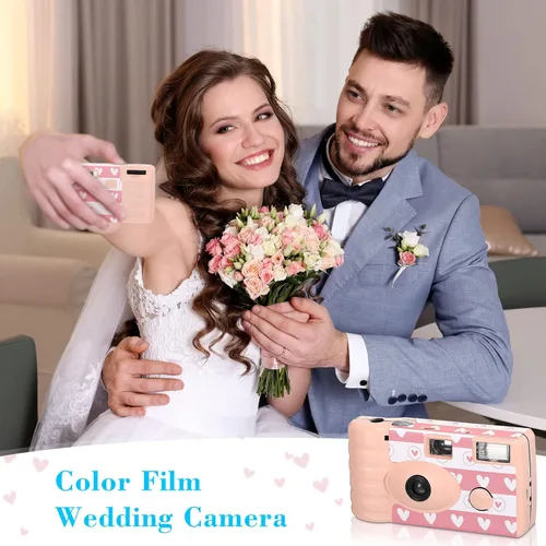 Vista 5 de Paquete de 3 cámaras desechables para boda, cámara de película a color de uso simple con flash cámaras desechables para reuniones de boda, viajes
