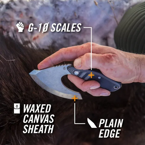 Vista 9 de Gerber Gear Downwind Ulu - Cuchillo Ulu con funda para equipo de caza, color negro