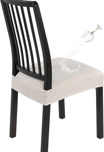 Vista 18 de SearchI Juego de 4 fundas de asiento para sillas de comedor repelentes al Flor roja beige