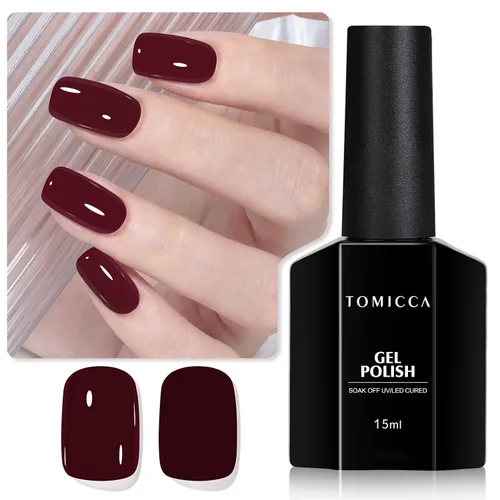 Vista 32 de TOMICCA Esmalte de uñas de gel marrón café, 0.5 onzas líquidas, esmalte de uñas de secado con LED UV para arte de uñas, manicura en casa, otoño e