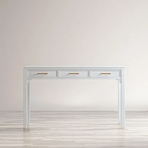 Vista 12 de Jofran Mid-Century - Escritorio moderno de madera de acacia con 3 cajones y puerto de carga USB, escritorio de computadora de 48 pulgadas para Blanc