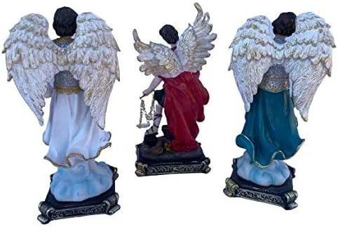 Vista 2 de misantuario Juego de 3 Arcángeles de San Miguel, San Gabriel, San Rafael de 8 pulgadas de alto, 3 arcángeles, figura de resina religiosa